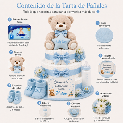 Tarta de Pañales Estrella Azul